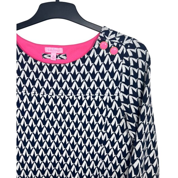 Lilly Pulitzer Jonah Crane Pose Navy & White Knit Sweater Dress 3/4 Sleeves M - Picture 10 of 13